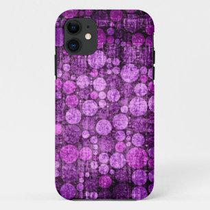 パープルレトロ水玉模様 グランジヴィンテージ iPhone 11 ケース