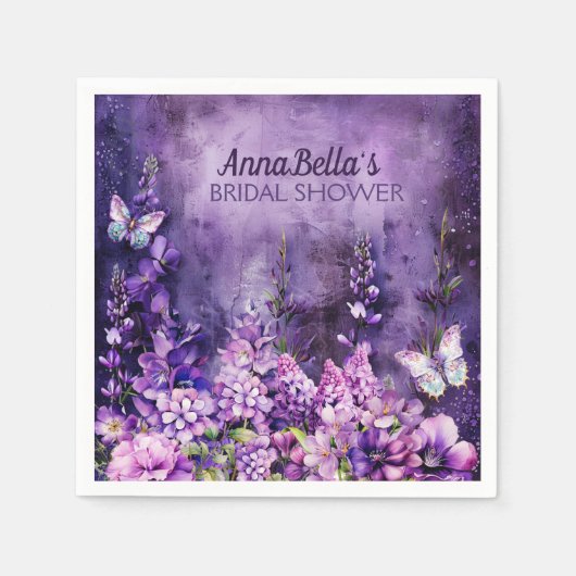 パープルレヴェリーのウェディングシャワーナプキン - ガーデン スタンダードカクテルナプキン (正面)