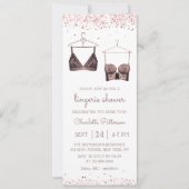 パープルレースウォーターカラーランジェリーブライダルシャワー 招待状 (正面)