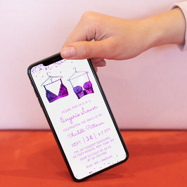 パープルレースウォーターカラーランジェリーブライダルシャワー 招待状