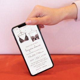 パープルレースウォーターカラーランジェリーブライダルシャワー 招待状