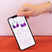 パープルレースウォーターカラーランジェリーブライダルシャワー 招待状