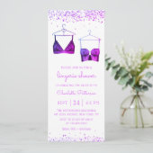 パープルレースウォーターカラーランジェリーブライダルシャワー 招待状 (スタンド正面)