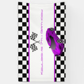 パープルレースカー誕生日パーティー 横断幕 (縦)