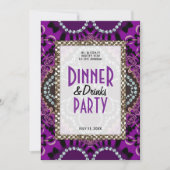 パープルレースグラマーディナードリンクパーティー 招待状 (正面)