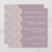 パープルレースパターン結婚式招待状カード 招待状 (正面/裏面)