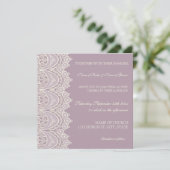 パープルレースパターン結婚式招待状カード 招待状 (スタンド正面)