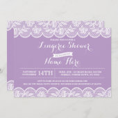 パープルレースランジェリーブライダルシャワー招待状 招待状 (正面/裏面)