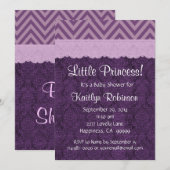 パープルレースリトルプリンセスガールベビーシャワーS21C 招待状 (正面/裏面)