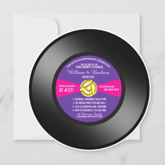 パープルレーベルビニール45回転レコード記念パーティー 招待状 (正面)