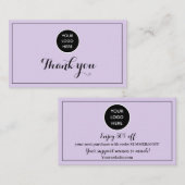パープルロゴありがとうビジネス報酬パンチ ロイヤリティカード (正面/裏面)