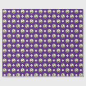 パープルロゴクリスマスサンタギフトパターン会社 ラッピングペーパー (フラット)