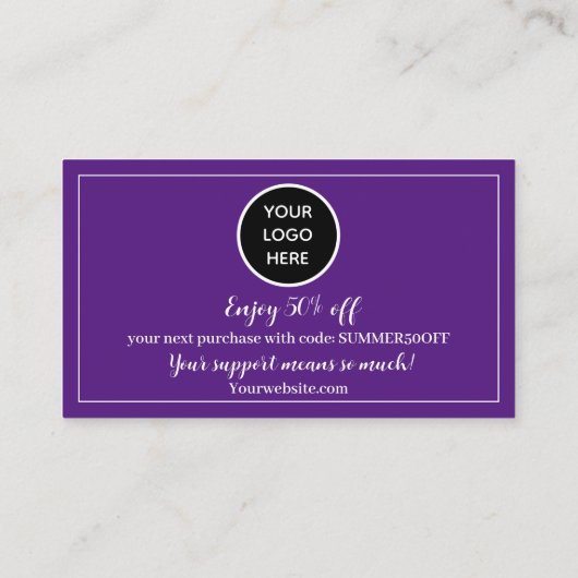 パープルロゴ サンクス ビジネス リワード パンチ ロイヤリティカード (裏面)