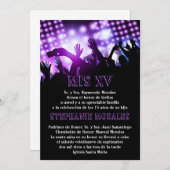 パープルロックスターキンセアニェラ誕生日招待状 招待状 (正面/裏面)