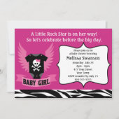 パープルロックスタースカルベビーシャワー 招待状 (正面)