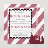 パープルロックスターロックバイバイベビーシャワー招待状 招待状 (正面/裏面)