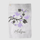 パープルロブバードパーソナライズされたズゴルフタオル ゴルフタオル (正面)