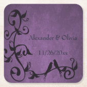 パープルロブバード結婚ズ紙コースター スクエアペーパーコースター (正面)