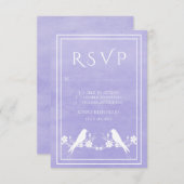 パープルロベバードフローラ結婚式RSVPカード 出欠カード (正面/裏面)