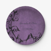 パープルロベバード結婚ズ紙プレート ペーパープレート (正面)