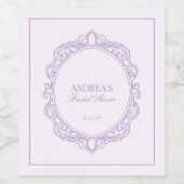 パープルロマンチックヴィンテージブライダルシャワー ワインラベル (シングルラベル)