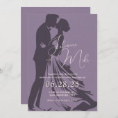 パープルロマンチック結婚式招待状 招待状 (正面/裏面)