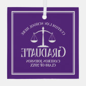 パープルロースクール卒業クリスマス ガラスオーナメント (裏面)