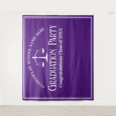 パープルロースクール卒業パーティー写真ブース タペストリー (正面)