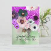 パープルローズとアネモネの花 ブライダルシャワー 招待状 (スタンド正面)
