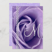 パープルローズとレースのウェディングテンプレート G900 招待状 (正面/裏面)