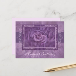 パープルローズとレースのポストカード ポストカード