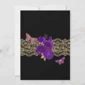 パープルローズとレースの蝶のキンセアニエラ招待状 招待状 (裏面)
