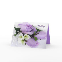 パープルローズの結婚式招待状カード