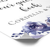 パープルローズエレガントウェディングゲストブックポスター ポスター (角)