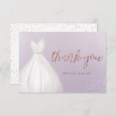 パープルローズゴールドグリッタードレスのキンバラン(15歳の誕生日パーティー) サンキューカード (正面/裏面)