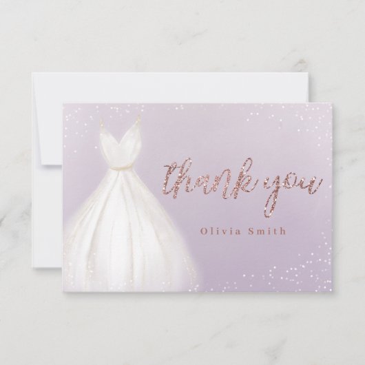 パープルローズゴールドグリッタードレスのキンバレ（15歳の誕生日パーティー) サンキューカード (正面)