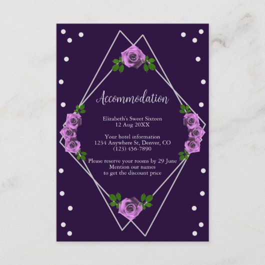 パープルローズシルバー幾何学スイート16 エンクロージャーカード (正面)