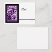 パープルローズブーケ座席表 – ウェディングレセプション プレイスカード (正面/裏面)