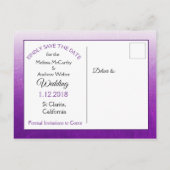 パープルローズブーケ結婚式の日付を保存 案内ポストカード (裏面)