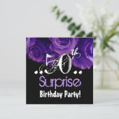 パープルローズブーケ50thサプライズバースデーパーティー 招待状 (スタンド正面)