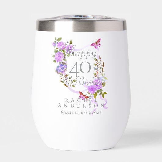 パープルローズリボン 40歳の誕生日 (正面)