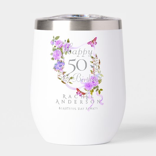 パープルローズリボン 50歳の誕生日 (正面)