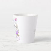 パープルローズリボン 50歳の誕生日 カフェラテマグ (正面)