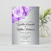 パープルローズロマンスシルバーウェディング 招待状 (スタンド正面)