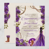 パープルローズ ウエスタンランチ チャロ キンセアニエラ 招待状 (正面/裏面)