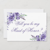 パープルローズ | エレガントな写真 ウェディングパーティーの提案 招待状 (正面)