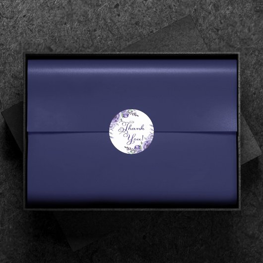 パープルローズ | エレガントな水彩花　感謝を込めて ラウンドシール