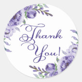 パープルローズ | エレガントな水彩花　感謝を込めて ラウンドシール (正面)