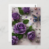 パープルローズ＆パール ポストカード (正面/裏面)