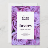 パープルローズ フォト ブライダルシャワー フェイバーズ テーブル カード (正面)